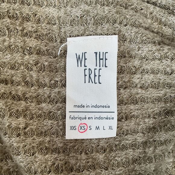 We The Free Womens Kitty Thermal Tunic sz XS Army Green Waffle Casual Oversized - Picture 12 of 14